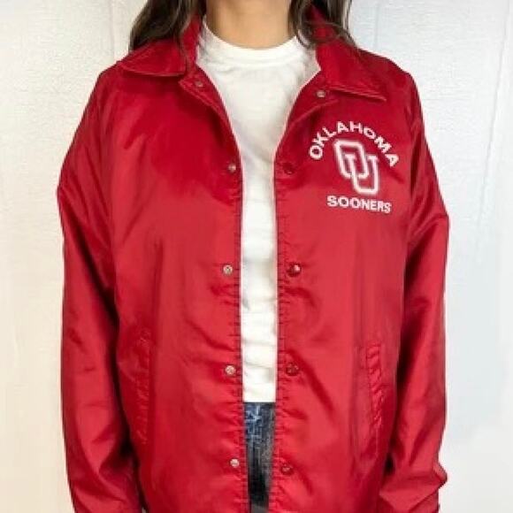 Chalk Line Oklahoma Sooners Satin Bomber Women's Jacket Red - Size M - Picture 1 of 9